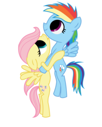 Size: 600x750 | Tagged: safe, artist:nadile, fluttershy, rainbow dash, g4, filly