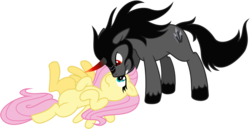 Size: 10000x5179 | Tagged: safe, artist:kysss90, artist:mickeymonster, fluttershy, king sombra, g4, absurd resolution, female, male, ship:sombrashy, shipping, simple background, sombra's cutie mark, straight, transparent background, vector