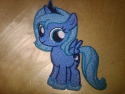 Size: 1024x768 | Tagged: safe, artist:ethepony, princess luna, g4, embroidery, female, filly, patch, solo, woona