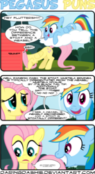 Size: 2000x3658 | Tagged: safe, artist:daringdashie, fluttershy, rainbow dash, g4, comic, pun