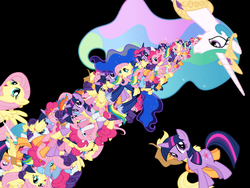 Size: 480x360 | Tagged: safe, applejack, derpy hooves, fluttershy, pinkie pie, princess celestia, princess luna, rainbow dash, rarity, twilight sparkle, pegasus, pony, g4, female, mare, youtube