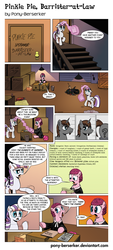 Size: 1180x2612 | Tagged: safe, artist:pony-berserker, pinkie pie, thunderlane, twilight velvet, oc, oc:incognito, g4, basement, box, comic, criminal, lawyer, muffin, newspaper, pinkie pie: barrister-at-law