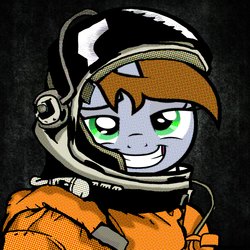 Size: 1024x1024 | Tagged: safe, artist:teschke, oc, oc only, oc:littlepip, pony, unicorn, fallout equestria, crossover, fallout, female, looking at you, mare, smiling, solo, spacesuit