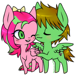 Size: 715x705 | Tagged: safe, artist:ponymonster, oc, oc only, oc:heavy metal, oc:precious metal, pegasus, pony, blushing, shipping, simple background, transparent background