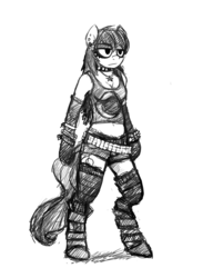 Size: 2300x3000 | Tagged: safe, artist:gordonfreeguy, octavia melody, earth pony, anthro, unguligrade anthro, g4, arm hooves, bipedal, bracelet, clothes, female, metal, punk, solo, spiked choker, spiked wristband, tank top