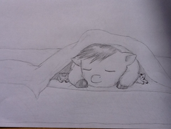 Size: 1024x768 | Tagged: safe, artist:waggytail, fluffy pony, bed, fluffy pony foals, fluffy pony mother, sleeping