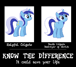 Size: 1000x884 | Tagged: safe, minuette, pony, unicorn, g4, animated, death stare, eye beams, female, know the difference, laser beams, solo