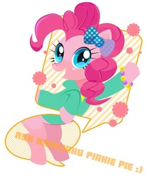 Size: 500x595 | Tagged: safe, artist:yunomi, pinkie pie, ask harajukupinkiepie, g4, bow, bracelet, clothes, female, solo