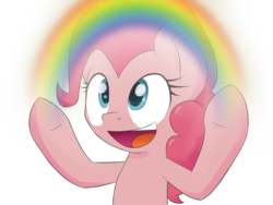 Size: 2000x1500 | Tagged: safe, artist:shinodage, pinkie pie, g4, female, happy, idiot box, imagination, rainbow, reference, solo, spongebob squarepants