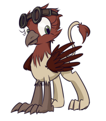 Size: 3110x3551 | Tagged: safe, artist:inlucidreverie, oc, oc only, oc:rydia, griffon, fallout equestria, goggles, simple background, solo, transparent background