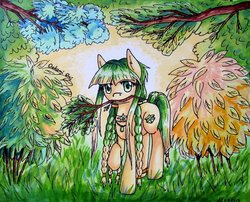 Size: 800x647 | Tagged: safe, artist:0okami-0ni, oc, oc only, pony, forest, grass, markers, ponified, solo, traditional art