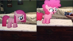 Size: 1920x1080 | Tagged: safe, artist:mr-kennedy92, pinkie pie, human, g4, bed, calendar, filly, hand, happy, irl, photo, pinkamena diane pie, ponies in real life, present, sad, vector