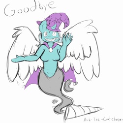 Size: 1280x1280 | Tagged: safe, artist:ask-the-gatekeeper, trixie, anthro, g4, drugs, female, solo, stoned trixie, wings