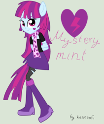 Size: 1800x2130 | Tagged: safe, artist:kesosofi, mystery mint, equestria girls, g4, background human, female, solo