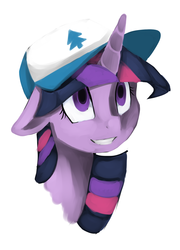 Size: 1280x1779 | Tagged: safe, artist:facerenon, twilight sparkle, g4, crossover, female, gravity falls, hat, male, solo