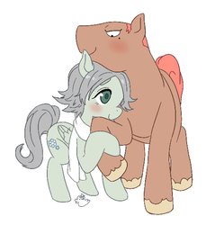 Size: 534x559 | Tagged: safe, artist:inja, earth pony, pegasus, pony, blushing, clothes, couple, fubuki shirou, inazuma eleven, male, ponified, scarf, snowflake, someoka ryuugo, trap