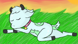 Size: 465x266 | Tagged: safe, artist:trickster-maplehoof, oc, oc only, goat, non-pony oc, sleeping, solo