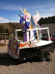 Size: 597x800 | Tagged: safe, princess celestia, princess luna, alicorn, pony, g4, cardboard cutout, female, irl, mare, photo, trailer