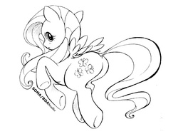 Size: 600x450 | Tagged: safe, artist:boastudio, fluttershy, g4, female, grayscale, monochrome, solo