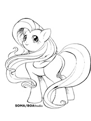 Size: 600x800 | Tagged: safe, artist:boastudio, fluttershy, g4, female, grayscale, monochrome, solo