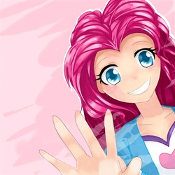 Size: 2000x2000 | Tagged: safe, artist:sapphire69, pinkie pie, equestria girls, g4, beautiful, female, grin, human coloration, humanized, light skin, pixiv, solo