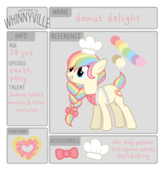 Size: 795x836 | Tagged: safe, artist:ivyhaze, oc, oc only, donut delight, rainbow hair, solo