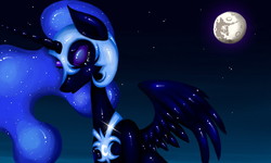 Size: 800x480 | Tagged: safe, nightmare moon, alicorn, pony, g4, female, moon, night, solo, wat, why