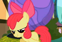 Size: 797x540 | Tagged: safe, screencap, apple bloom, earth pony, pony, g4, the cutie pox, female, scrunchy face, solo