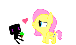 Size: 854x512 | Tagged: safe, artist:i-got-quest, fluttershy, enderman, g4, crossover, crossover shipping, heart, minecraft, ms paint, shipping