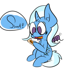 Size: 2756x2756 | Tagged: safe, artist:olympic tea bagger, trixie, pony, unicorn, vampire, g4, clothes, costume, female, filly, mare, nightmare night, peanut butter crackers, solo