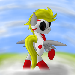 Size: 2600x2600 | Tagged: safe, artist:flashiest lightning, oc, oc only, pegasus, pony, clothes, flight suit, helmet, racer, solo, yellow mane