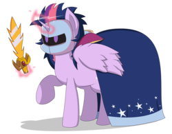 Size: 9600x7500 | Tagged: safe, artist:biel56789, twilight sparkle, alicorn, pony, g4, absurd resolution, clothes, cosplay, costume, female, galaxia, kirby (series), magic, mare, mask, meta knight, simple background, solo, sword, telekinesis, transparent background, twilight sparkle (alicorn), vector