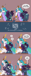 Size: 1304x3155 | Tagged: safe, artist:herny, princess celestia, princess luna, luna-afterdark, g4, ask, comic, magic, pills, telekinesis, tumblr