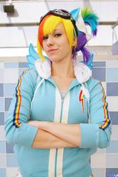 Size: 1360x2048 | Tagged: safe, artist:burloire, artist:rose0fmay, rainbow dash, human, g4, cosplay, irl, irl human, photo, solo