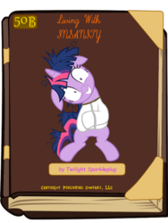 Size: 600x800 | Tagged: safe, twilight sparkle, g4, book, book cover meme, exploitable meme, female, insanity, meme, messy mane, solo, straitjacket, twilight snapple