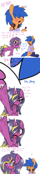 Size: 1280x5544 | Tagged: safe, artist:boltswift, artist:boogie, oc, oc only, blushing, cage-aux-pone, comic, hair, male, trap