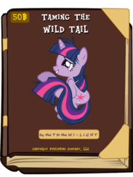 Size: 600x800 | Tagged: safe, twilight sparkle, pony, unicorn, g4, book, book cover meme, exploitable meme, female, grin, grooming, long tail, mare, meme, nose wrinkle, smiling, solo, squee, twilight snapple, twilightlicious, unicorn twilight