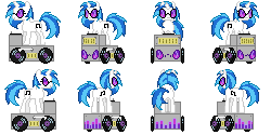 Size: 256x128 | Tagged: safe, artist:prettykitty, dj pon-3, vinyl scratch, g4, female, gif, non-animated gif, pixel art, solo, turntable