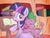 Size: 640x480 | Tagged: safe, artist:imo, spike, twilight sparkle, pony, unicorn, g4, book, cute, happy, hug, open mouth, pixiv, spikabetes, twiabetes, unicorn twilight