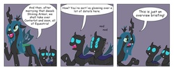 Size: 1332x540 | Tagged: safe, artist:t-brony, queen chrysalis, changeling, comic:friendship is tragic, g4, comic, frown, nodding, open mouth, raised eyebrow, smiling, speech bubble, unamused, worried