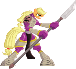 Size: 1280x1161 | Tagged: safe, artist:bob401, applejack, g4, armor, cosplay, crossover, female, legacy of kain, malek, simple background, solo, spear, weapon