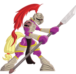 Size: 1280x1245 | Tagged: safe, artist:bob401, applejack, g4, armor, cosplay, crossover, female, legacy of kain, malek, simple background, solo, spear, weapon