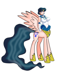 Size: 3171x3234 | Tagged: safe, edit, princess celestia, centaur, g4, female, sailor mercury, sailor moon (series), solo