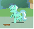 Size: 426x358 | Tagged: safe, artist:icanseeyourshed, lyra heartstrings, pony, unicorn, g4, animated, cute, female, footprint, happy, hopping, humie, irrational exuberance, lyra finds a blob on the floor, lyrabetes, prancing, smiling, solo, youtube link