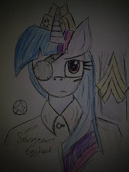 Size: 960x1280 | Tagged: safe, artist:lawrencexviii, twilight sparkle, anthro, g4, eyepatch, female, military uniform, solo