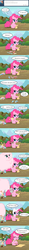 Size: 600x5130 | Tagged: safe, artist:apzzang, edit, pinkie pie, oc, oc:fluffle puff, g4, adventure time, ask, ask-grow-pinkie, balloon, cute, diapinkes, duo, duo female, duo male, female, filly, filly pinkie pie, flufflebetes, hammerspace, jojo's bizarre adventure, male, ocbetes, party horn, rubber chicken, stone mask, streamers, tumblr, xk-class end-of-the-world scenario