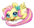 Size: 300x250 | Tagged: safe, artist:sarilain, fluttershy, butterfly, pegasus, pony, g4, blushing, chibi, cookie, cute, daaaaaaaaaaaw, eating, female, food, heart eyes, looking at you, lying down, nom, open mouth, prone, shyabetes, simple background, smiling, solo, transparent background, watermark, weapons-grade cute, wingding eyes