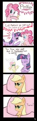 Size: 2480x8000 | Tagged: safe, artist:heir-of-rick, applejack, fluttershy, pinkie pie, twilight sparkle, earth pony, pegasus, pony, unicorn, comic:applejack's poison joke adventure, g4, appletini, comic, micro, unicorn twilight