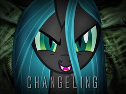 Size: 1024x768 | Tagged: safe, artist:grumbeerkopp, queen chrysalis, changeling, g4, female, looking at you, solo, vector, wallpaper