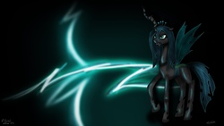 Size: 3840x2160 | Tagged: safe, artist:afl316, queen chrysalis, changeling, changeling queen, g4, crown, fangs, female, jewelry, regalia, solo, speedpaint